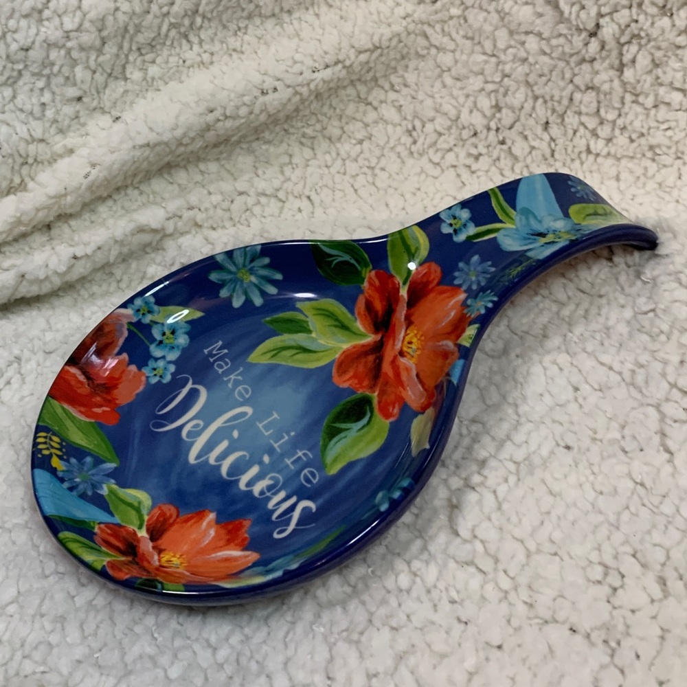 The Pioneer Woman Spring Bouquet Make Life Delicious Large Spoon Rest, NEW